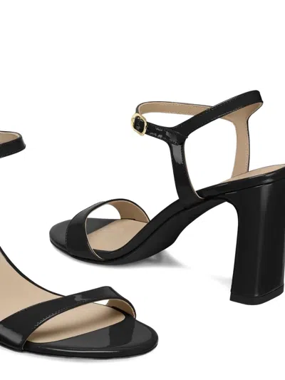 Stuart Weitzman Babette Patent Leather Ankle-strap Sandals In Black
