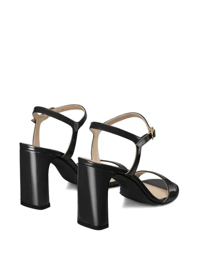 Stuart Weitzman Babette Patent Leather Ankle-strap Sandals In Black