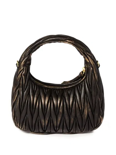 Miu Miu Quilted Top Handle Shoulder Bag With Detachable Strap In Brown