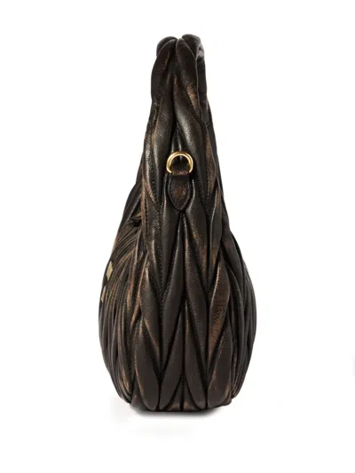 Miu Miu Quilted Top Handle Shoulder Bag With Detachable Strap In Brown