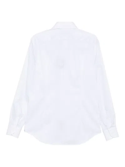 Corneliani Clear Blue Shirt With Subtle Striped Pattern In White