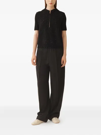 Fabiana Filippi Platinum Vest With Sequins In Black