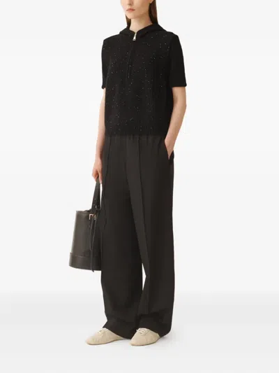 Fabiana Filippi Platinum Vest With Sequins In Black