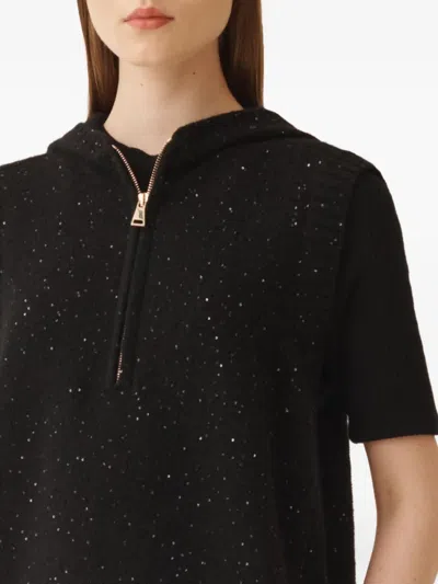 Fabiana Filippi Platinum Vest With Sequins In Black