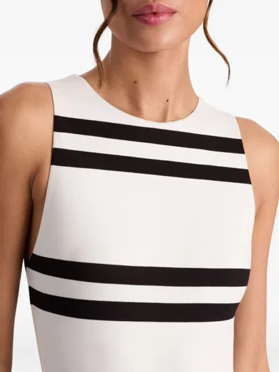 Alice And Olivia Rothy Striped-pattern Sleeveless Bodysuit In White