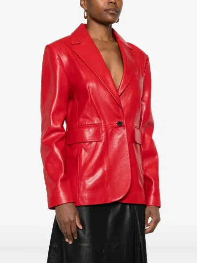 单排扣皮质夹克