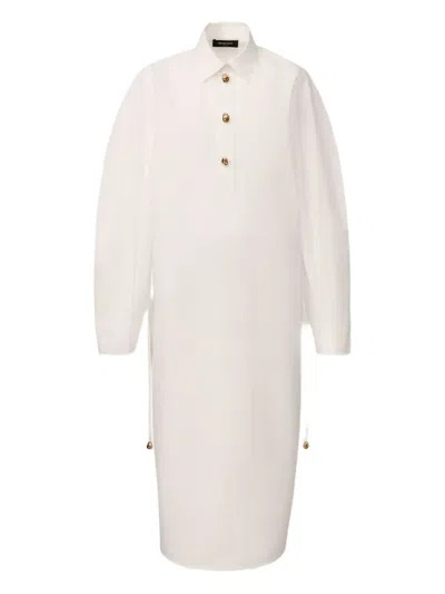 Fabiana Filippi Drawstring Button-fastening Midi Shirt Dress In White