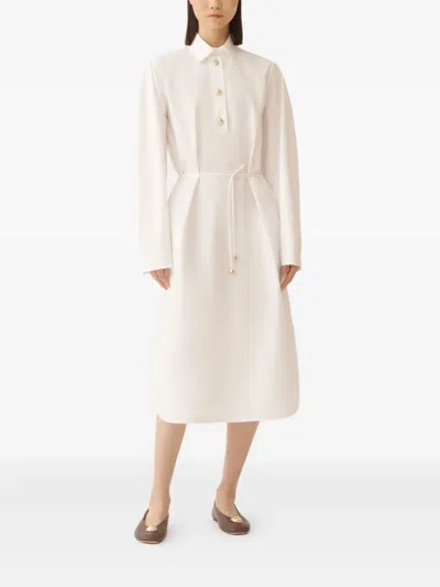 Fabiana Filippi Drawstring Button-fastening Midi Shirt Dress In White