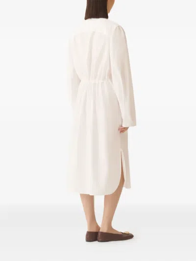 Fabiana Filippi Drawstring Button-fastening Midi Shirt Dress In White