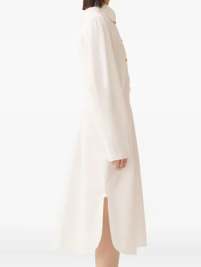 Fabiana Filippi Drawstring Button-fastening Midi Shirt Dress In White