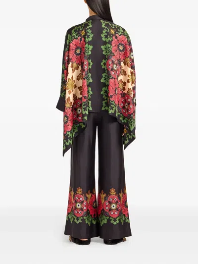 La Doublej Printed Silk Twill Palazzo Pants In Gold
