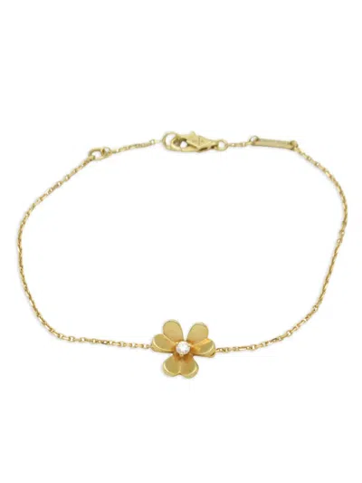 Pre-owned Van Cleef & Arpels 2010s 18k Yellow Gold Mini Frivole Diamond Bracelet