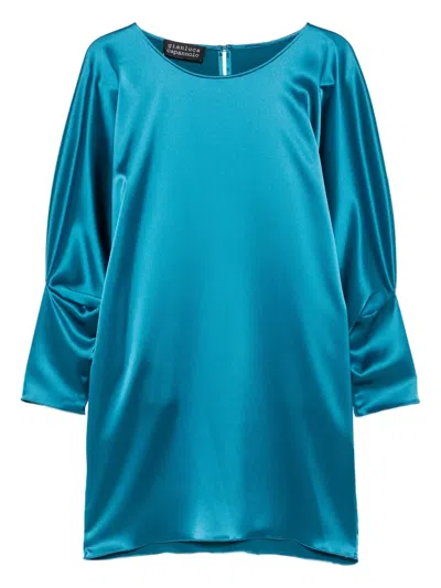 Gianluca Capannolo Crew-neck Puff-sleeve Mini Dress In Blue