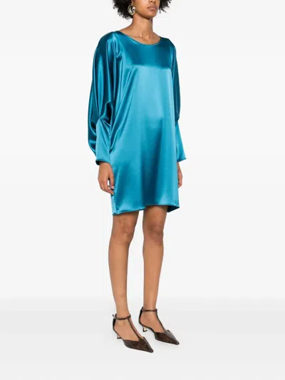 Gianluca Capannolo Crew-neck Puff-sleeve Mini Dress In Blue