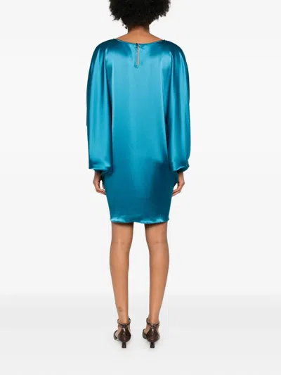 Gianluca Capannolo Crew-neck Puff-sleeve Mini Dress In Blue