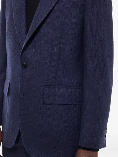 Fursac Patch-pocketed Wool-blend Blazer In Blue
