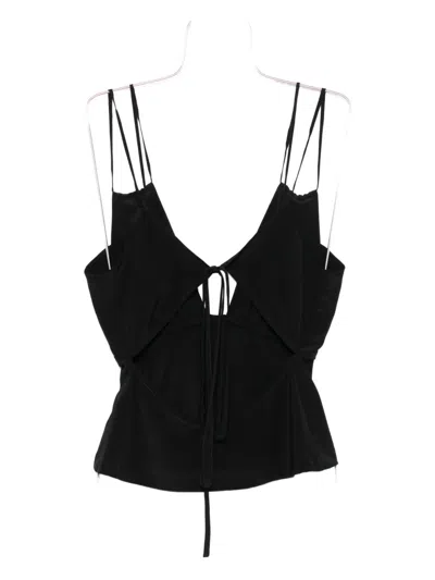 Paris Georgia Bernie Tie-front Silk Camisole In Black