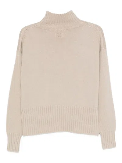 Drumohr Turtleneck Long Sleeve Knit Sweater In Neutral