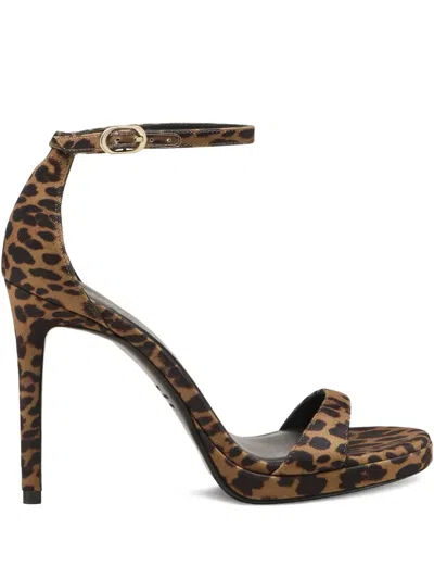Stuart Weitzman Nudist Leopard Ankle-strap Platform Sandals In Brown