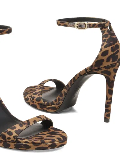 Stuart Weitzman Nudist Leopard Ankle-strap Platform Sandals In Brown