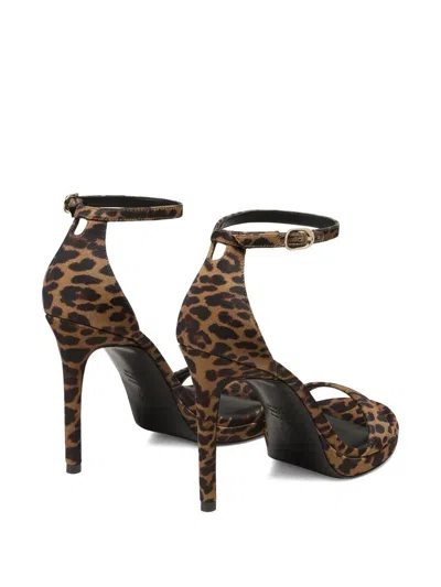 Stuart Weitzman Nudist Leopard Ankle-strap Platform Sandals In Brown