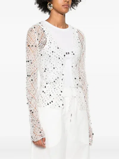 Paris Georgia Vera Crochet Knit Sequined Top In White