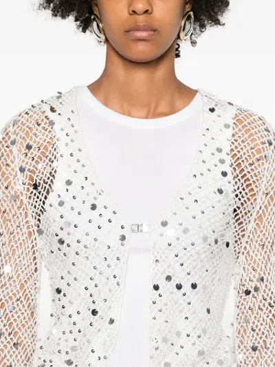 Paris Georgia Vera Crochet Knit Sequined Top In White