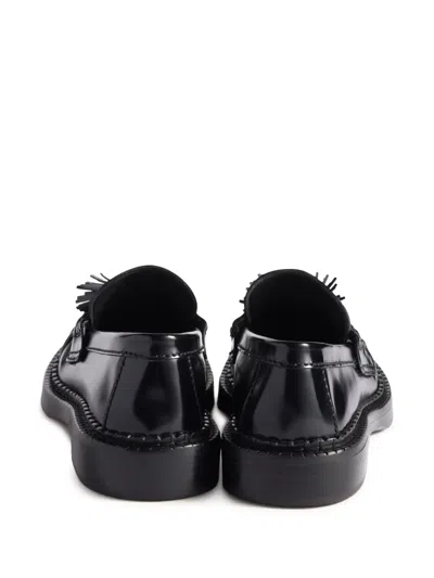 Miu Miu Tassel Loafers In Polished Leather In Black