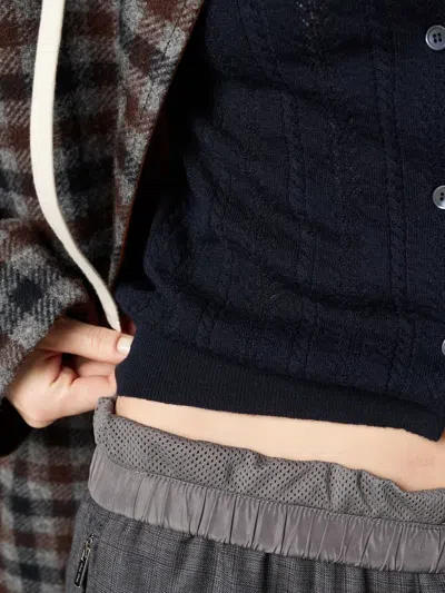 Miu Miu Openwork Cashmere Knitwear With Ribbed Cuffs And Hem In Blue