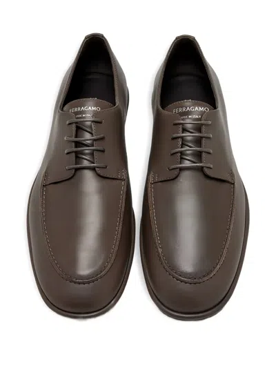 Ferragamo Leather Lace-up Shoes In Brown