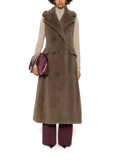 Max Mara Marrone Bronzo Alpaca Coat In Brown
