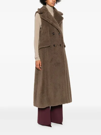 Max Mara Marrone Bronzo Alpaca Coat In Brown