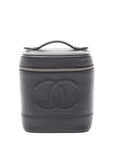 Pre-owned Chanel 2002-2003 Coco-mark Vanity Bag In Black