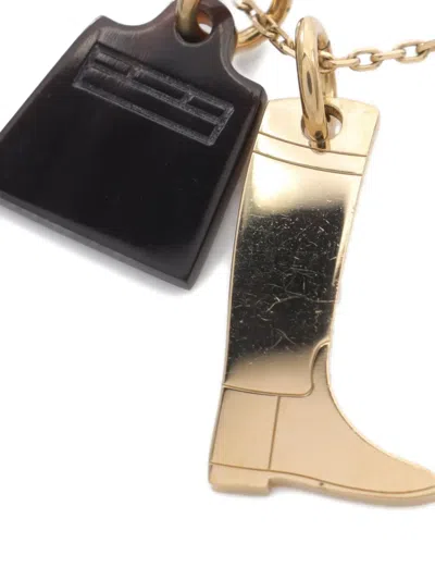 Pre-owned Hermes 2010s Amulet Boot Necklace In Gold