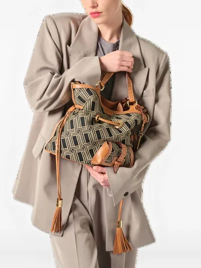 Lancel Premier Flirt Geometric-pattern Bucket Bag In Neutral