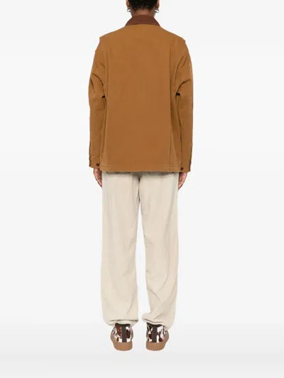 Doen Pascual Contrast-collar Patch-pocket Jacket In Brown