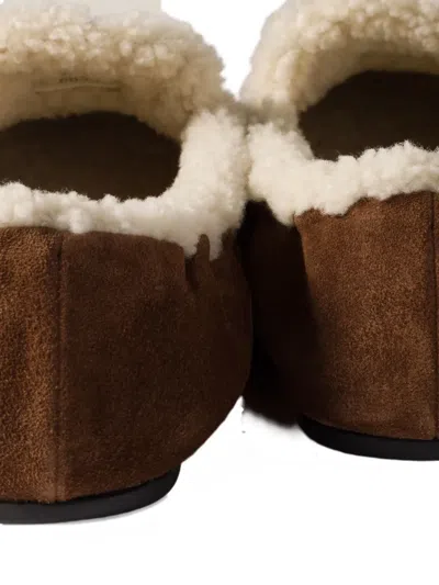 Miu Miu Suede Loafers With Flat Rubber Sole In Brown