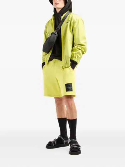 Armani Exchange Zip-front Bomber Jacket In Yellow