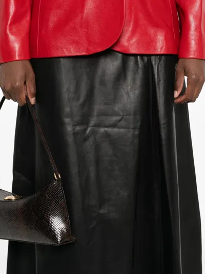 皮质A字中长半身裙