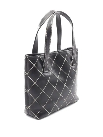 Pre-owned Chanel 2002-2003 Stitch Detail Handbag In Black