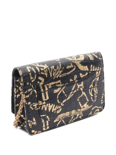 Pre-owned Chanel Mini 2019 Crocodile-embossed Chain Shoulder Bag In Black