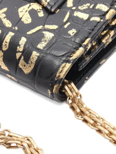 Pre-owned Chanel Mini 2019 Crocodile-embossed Chain Shoulder Bag In Black