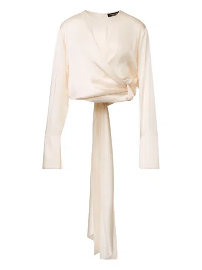 Fabiana Filippi Wrap-tie Silk Blouse In Gray