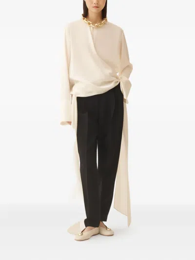 Fabiana Filippi Wrap-tie Silk Blouse In Gray