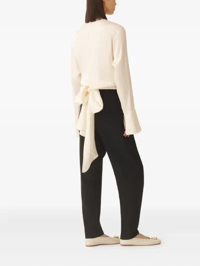 Fabiana Filippi Wrap-tie Silk Blouse In Gray