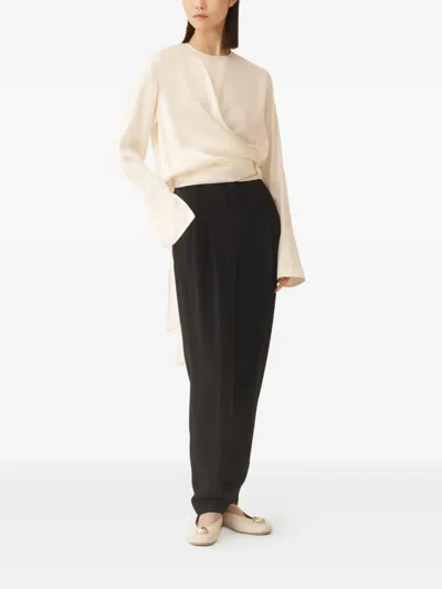 Fabiana Filippi Wrap-tie Silk Blouse In Gray