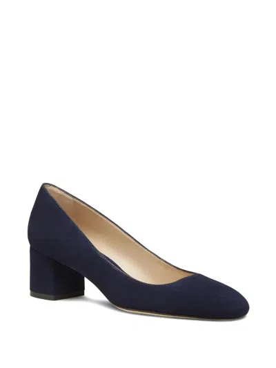 Stuart Weitzman Block-heel Suede Sandals In Blue