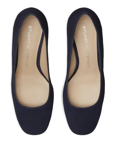 Stuart Weitzman Block-heel Suede Sandals In Blue