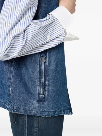 Miu Miu Logo-embroidered Denim Gilet In Blue