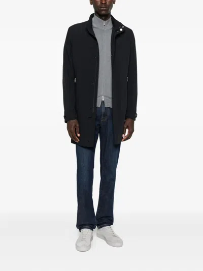 Corneliani Zip-fastening High-neck Coat In Black